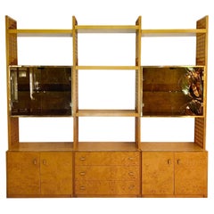 Gianluigi Gorgoni 1970s Brass Burl Wood Glass Display Cabinet Bookshelf Rizzo 