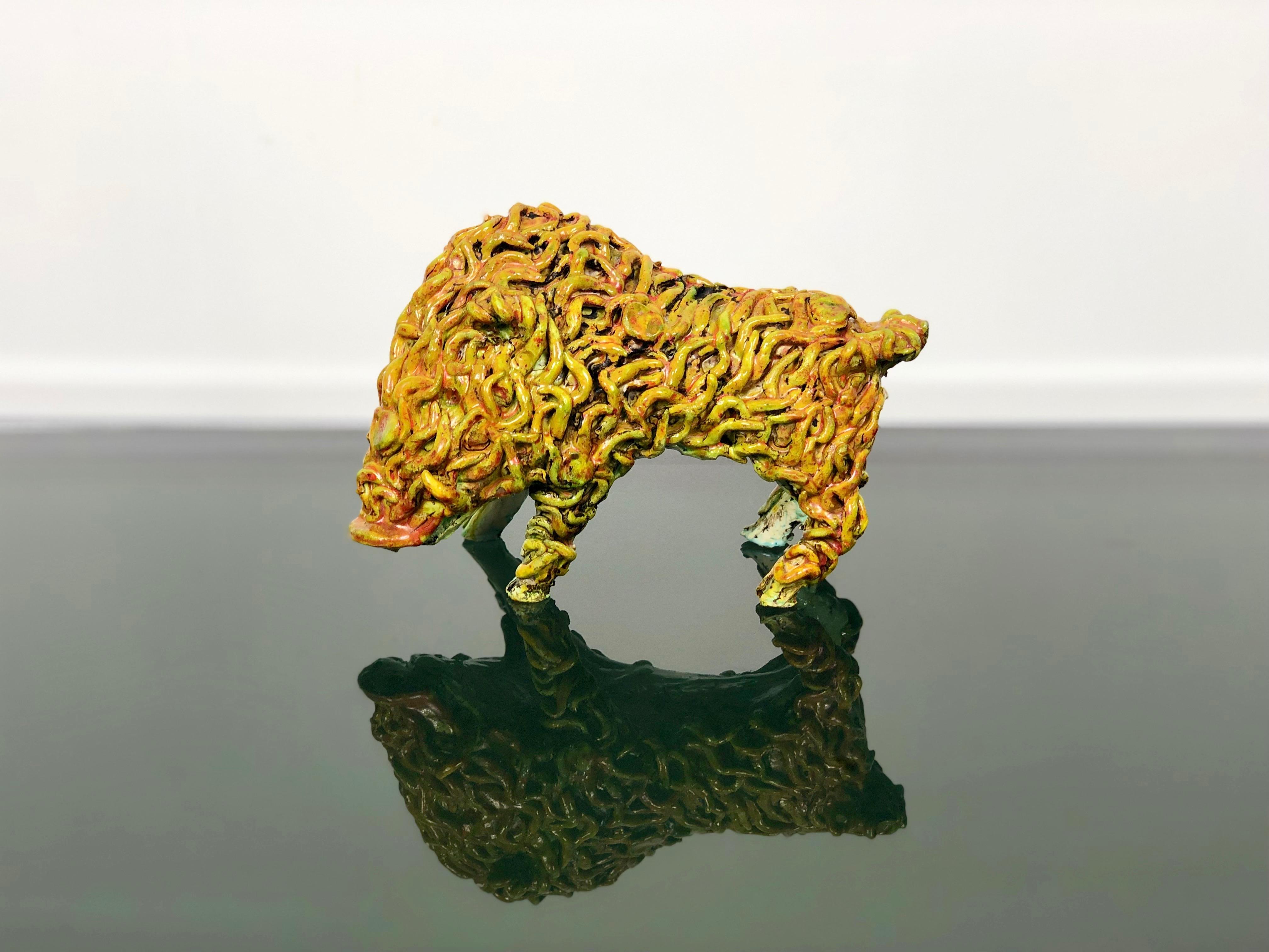 Boar sculpture by the Sardinian designer Gianluigi Mele in ceramic, Italy, circa 1970.
Signed on the bottom.