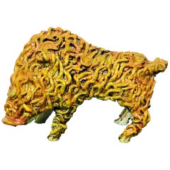 Vintage Gianluigi Mele Ceramic Boar Animal Sculpture, Italy, Sardinia, 1970s