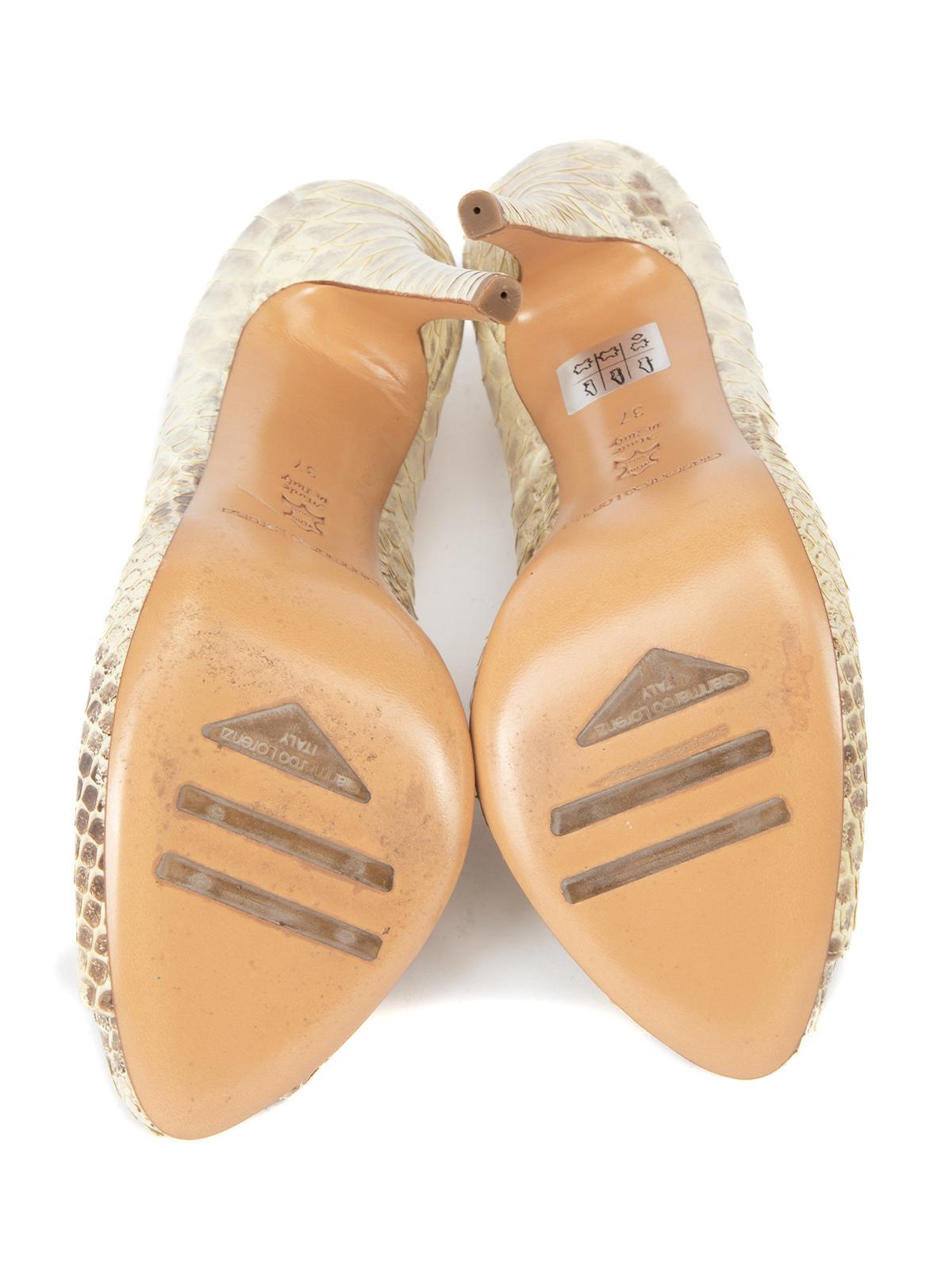 Gianmarco Lorenzi Beige Snakeskin Pattern Heels Size UK 4 For Sale 1