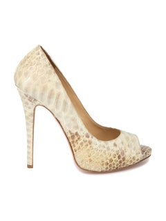 Gianmarco Lorenzi Beige Snakeskin Pattern Heels Size UK 4