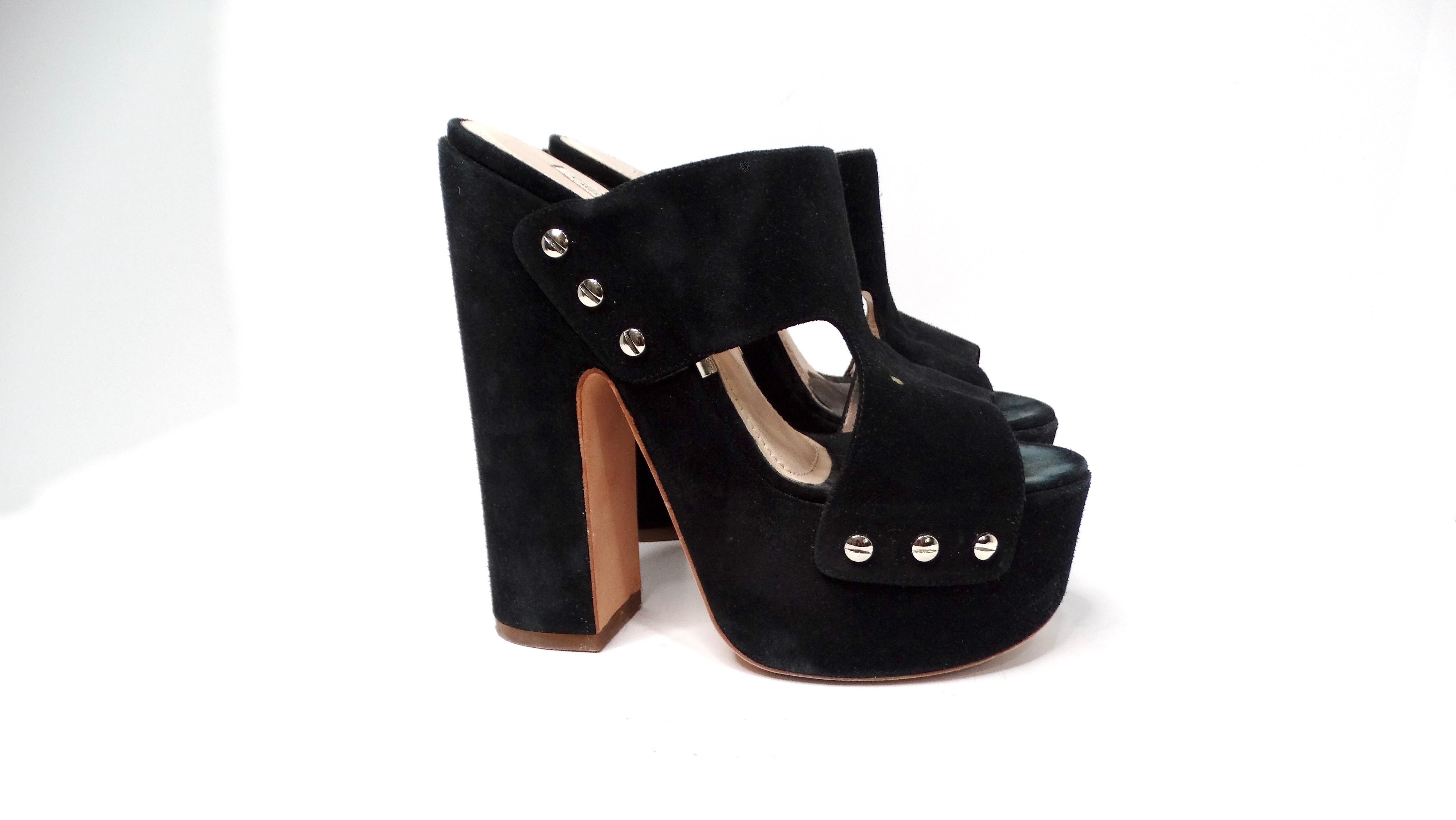 Gianmarco Lorenzi Schwarze Plateausandalen aus Wildleder im Angebot 1