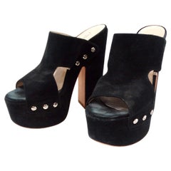 Gianmarco Lorenzi Black Suede Platform Sandals