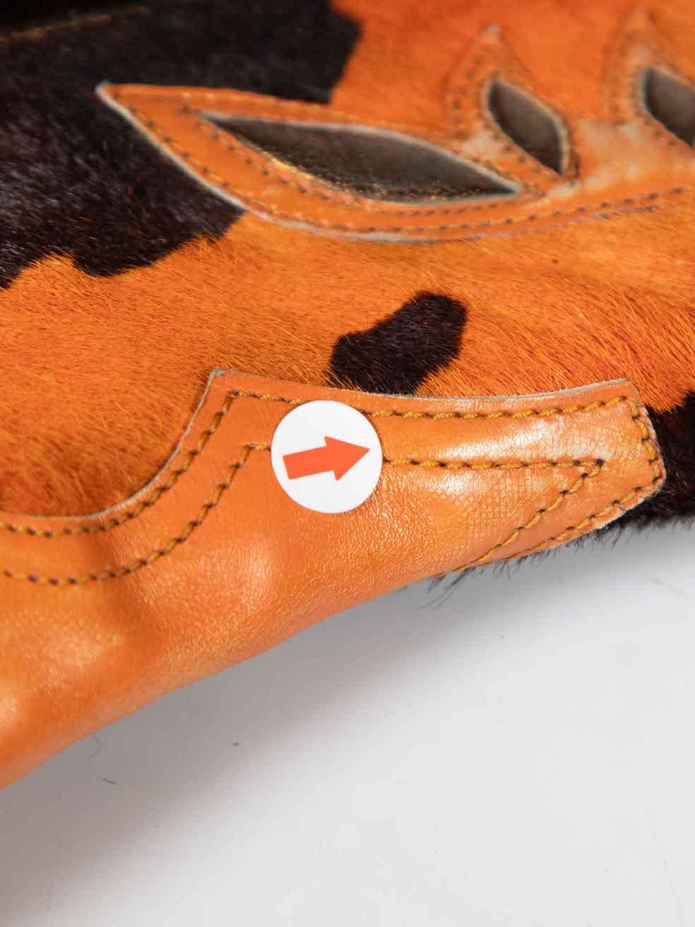 Gianmarco Lorenzi Orange Ponyhair Panel Cowboy Boots Size IT 38 3