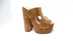 Gianmarco Lorenzi Tan Suede Platform Sandals