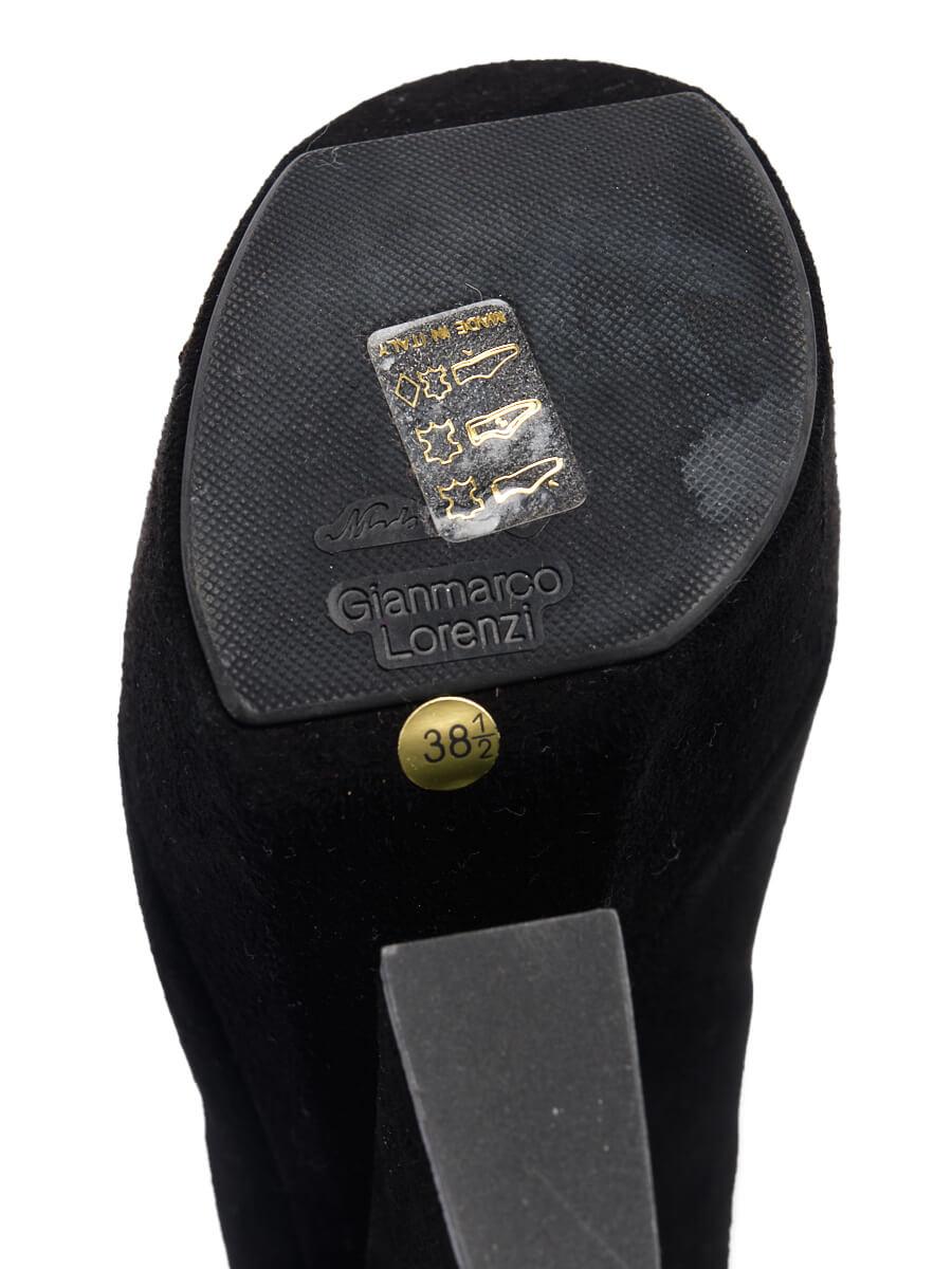 Gianmarco Lorenzi Women's Black Suede Platform Block Heels For Sale 4