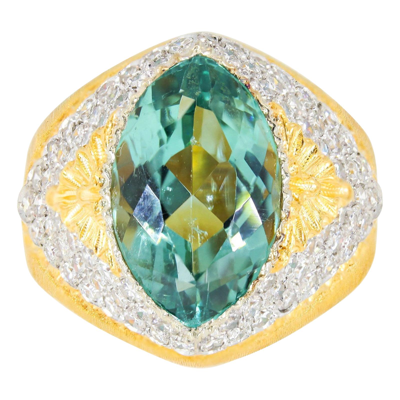 Gianmaria Buccelatti Tourmaline and Diamond Gold Ring For Sale
