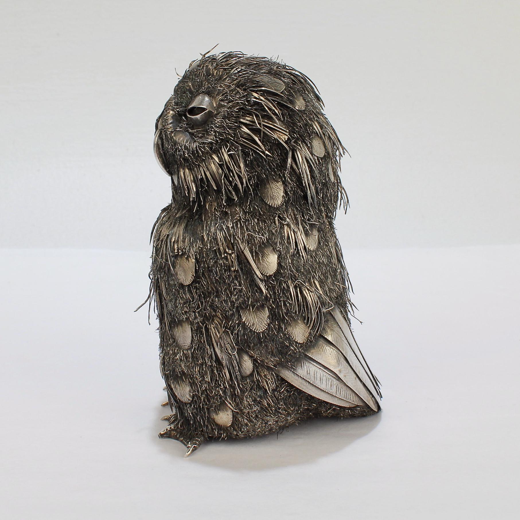 Gianmaria Buccellati 800 Silver Sculpture of a Fledgling or Baby Owl 1