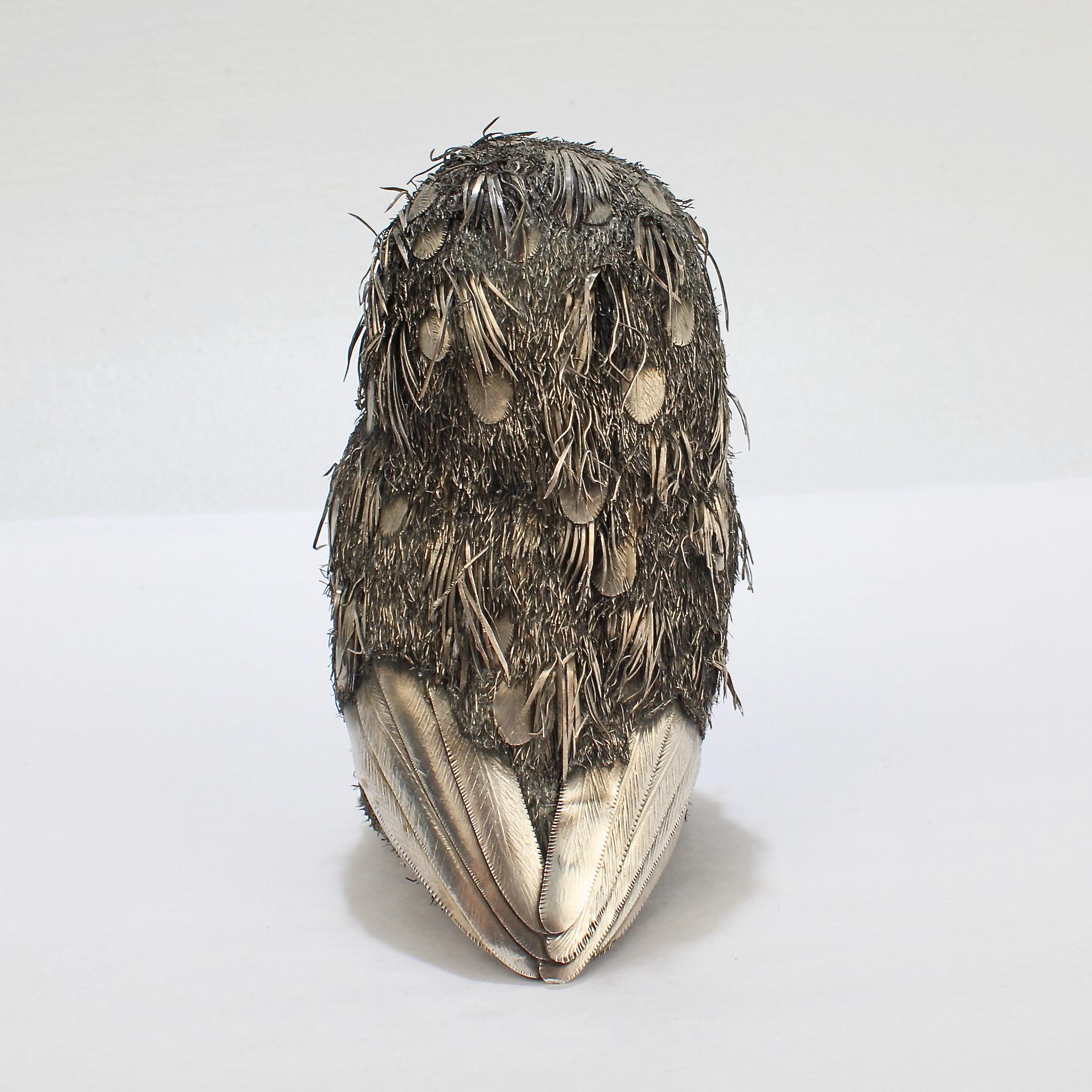 Gianmaria Buccellati 800 Silver Sculpture of a Fledgling or Baby Owl 2