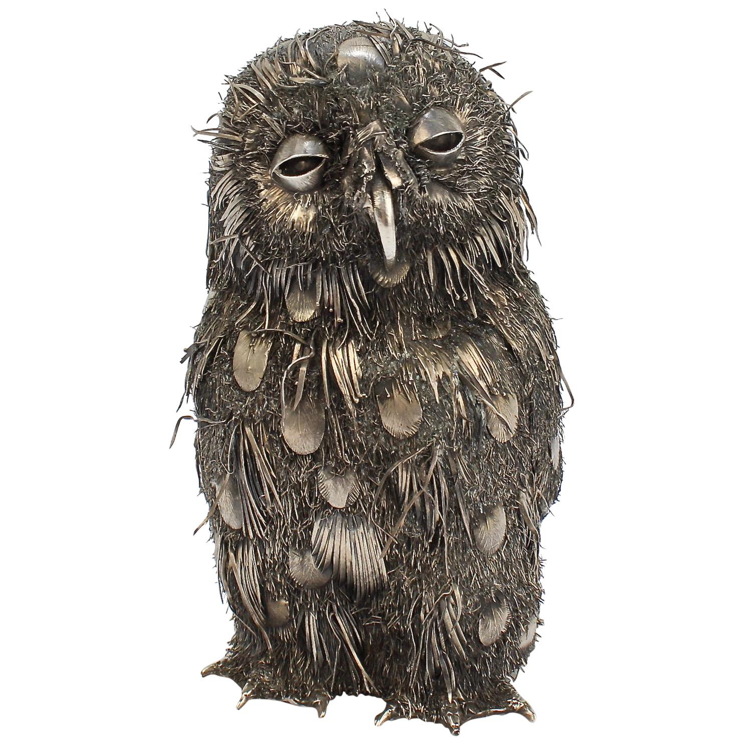 Gianmaria Buccellati 800 Silver Sculpture of a Fledgling or Baby Owl