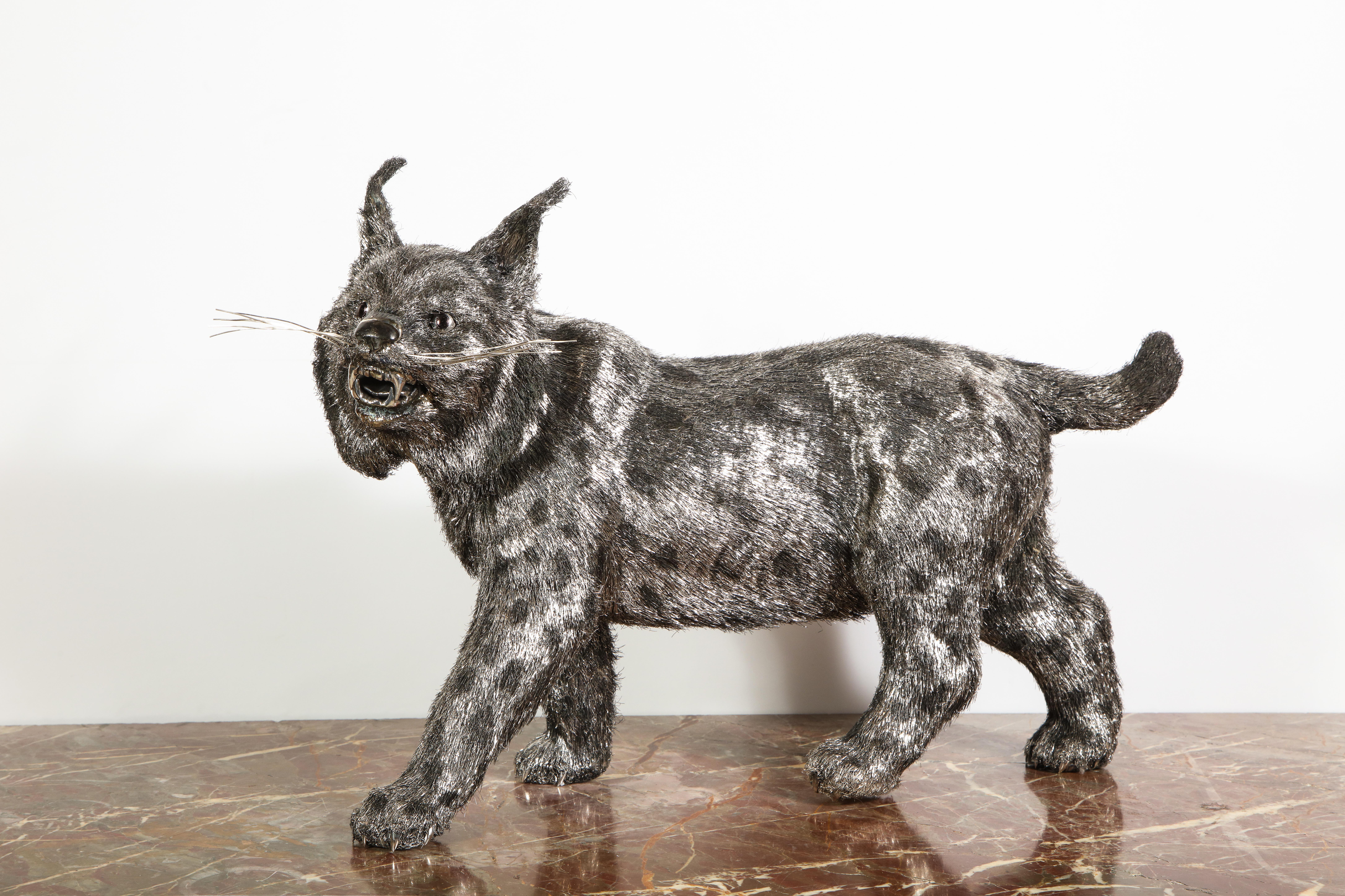 Gianmaria Buccellati, a rare and exceptional Italian silver bobcat,
circa 1990s.

Made in Milan, Italy.

Retail price was $72,000 USD + Tax.

Very fine quality and workmanship and very large in size.

Measures: 13