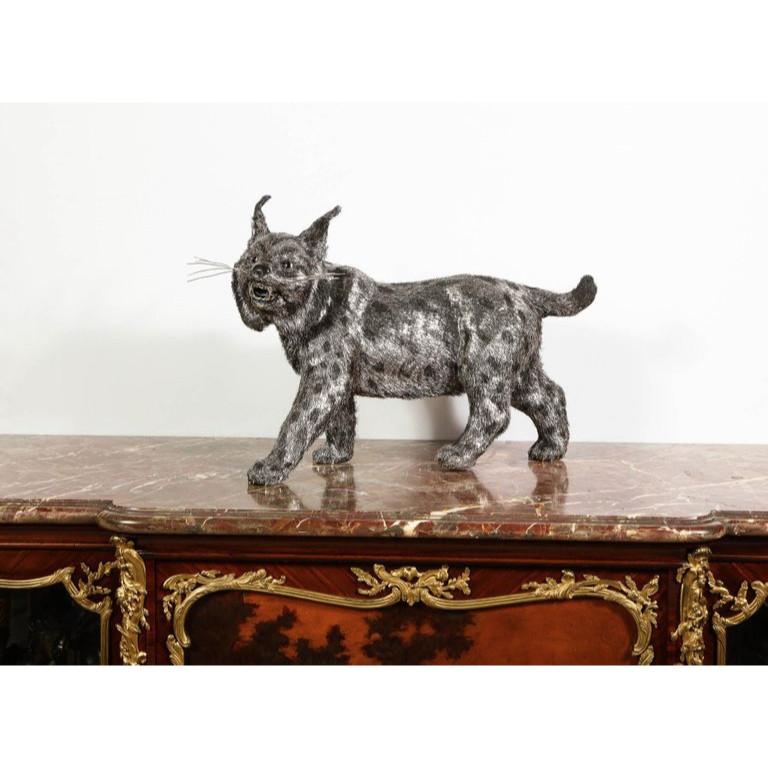Gianmaria Buccellati, a Rare and Exceptional Italian Silver Bobcat In Good Condition For Sale In New York, NY