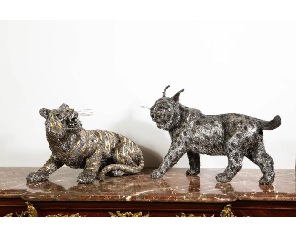 20th Century Gianmaria Buccellati, a Rare and Exceptional Italian Silver Bobcat For Sale