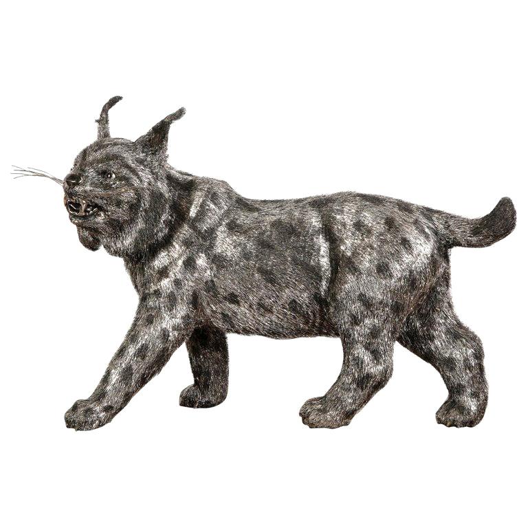 Gianmaria Buccellati, a Rare and Exceptional Italian Silver Bobcat For Sale
