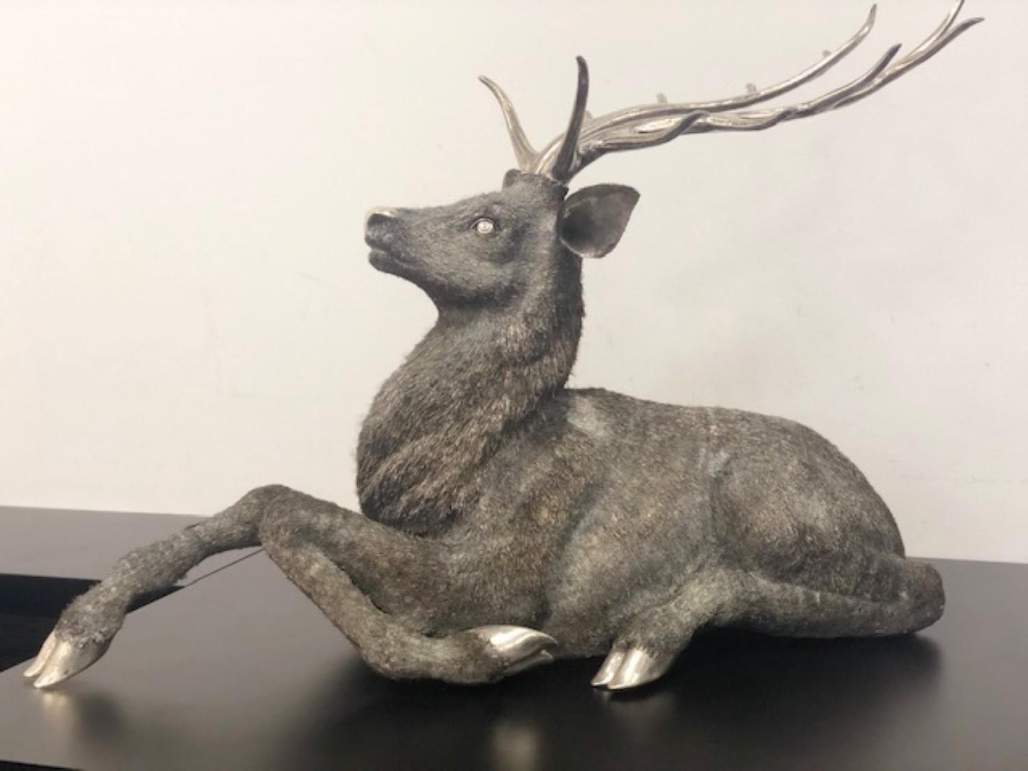 Gianmaria Buccellati, a rare and exceptional Italian silver deer stag,

circa 1980.

Signed Gianmaria Buccellati, Italy.

Measures: Height 20 inches 
Length: 31 inches
Depth: 24 inches.

Very fine quality and workmanship and very large in