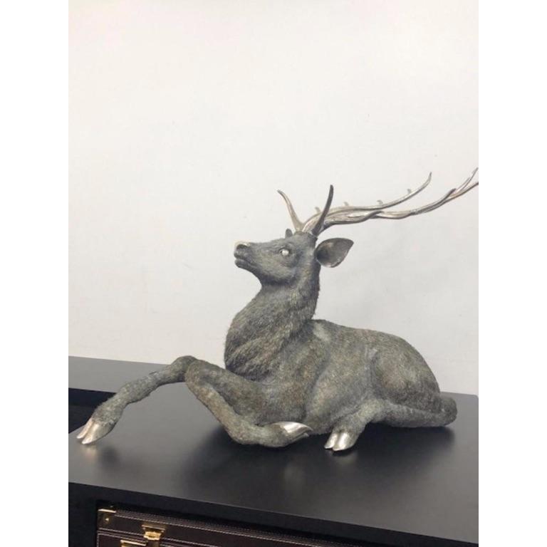 Gianmaria Buccellati, a Rare and Exceptional Italian Silver Deer Stag In Good Condition In New York, NY