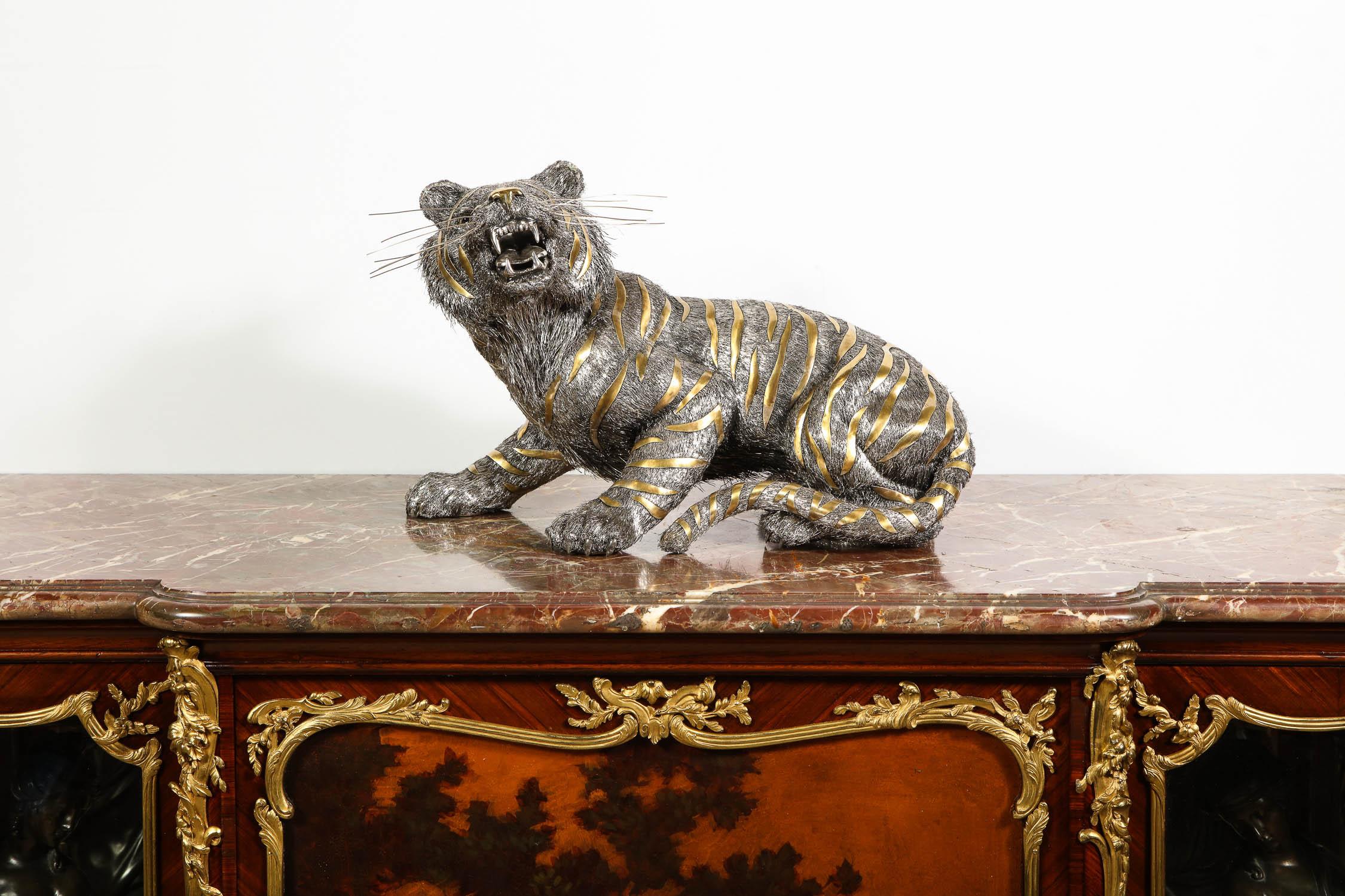 Gianmaria Buccellati, a Rare and Exceptional Italian Silver Striped Tiger In Good Condition In New York, NY