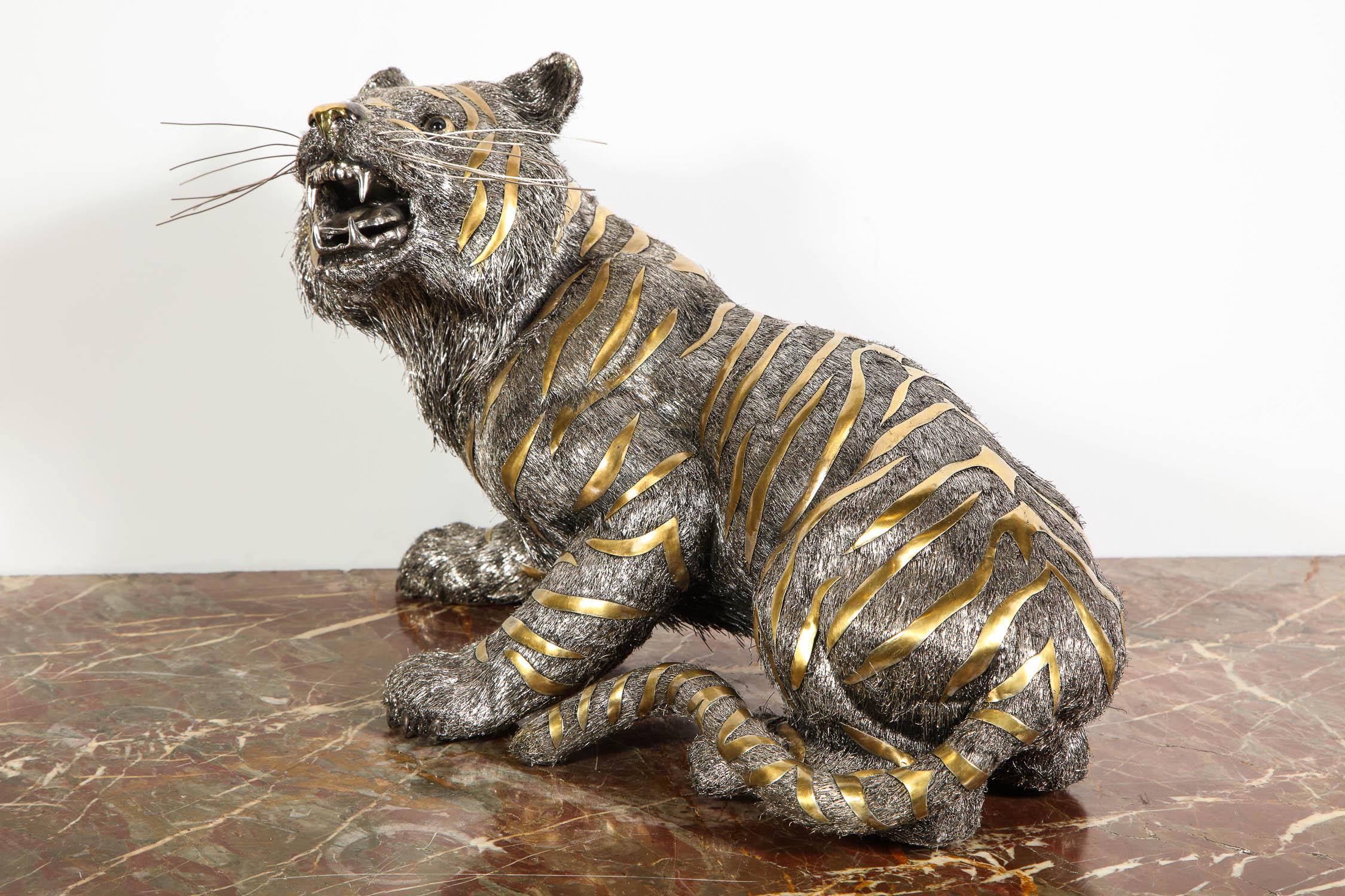 20th Century Gianmaria Buccellati, a Rare and Exceptional Italian Silver Striped Tiger