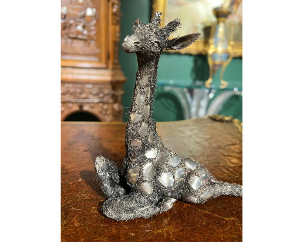 Gianmaria Buccellati, ein italienisches Silbermöbelmodell einer Giraffenfigur (Italienisch) im Angebot
