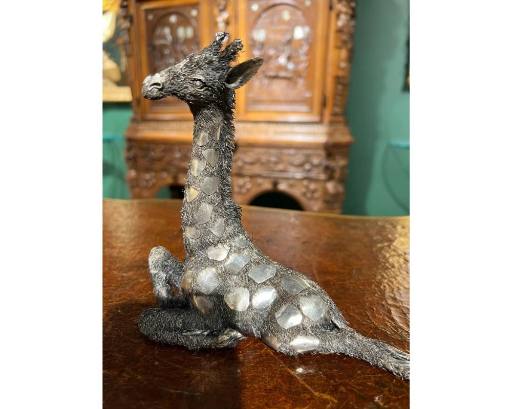 Gianmaria Buccellati, an Italian Silver Furry Model of a Giraffe In Good Condition For Sale In New York, NY