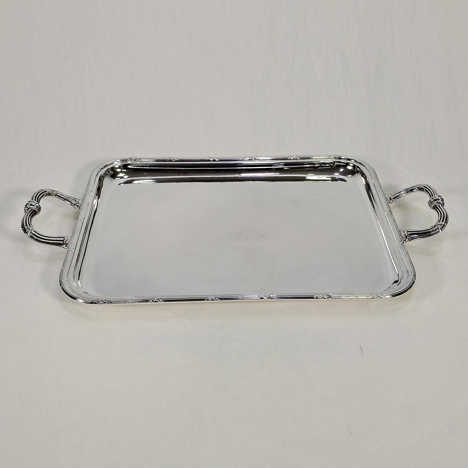 GIANMARIA BUCCELLATI Bandeja italiana de plata de ley con asas estilo Luis XVI Italian en venta