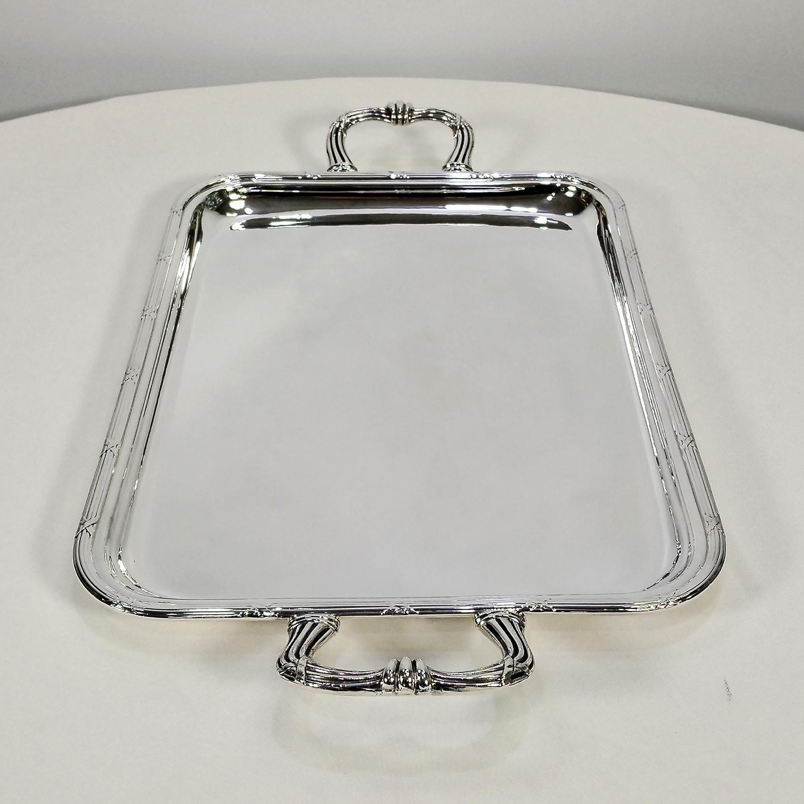 GIANMARIA BUCCELLATI Bandeja italiana de plata de ley con asas estilo Luis XVI Forjado en venta