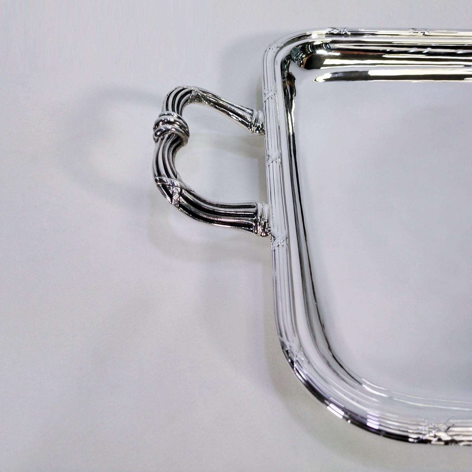 GIANMARIA BUCCELLATI Bandeja italiana de plata de ley con asas estilo Luis XVI en venta 1