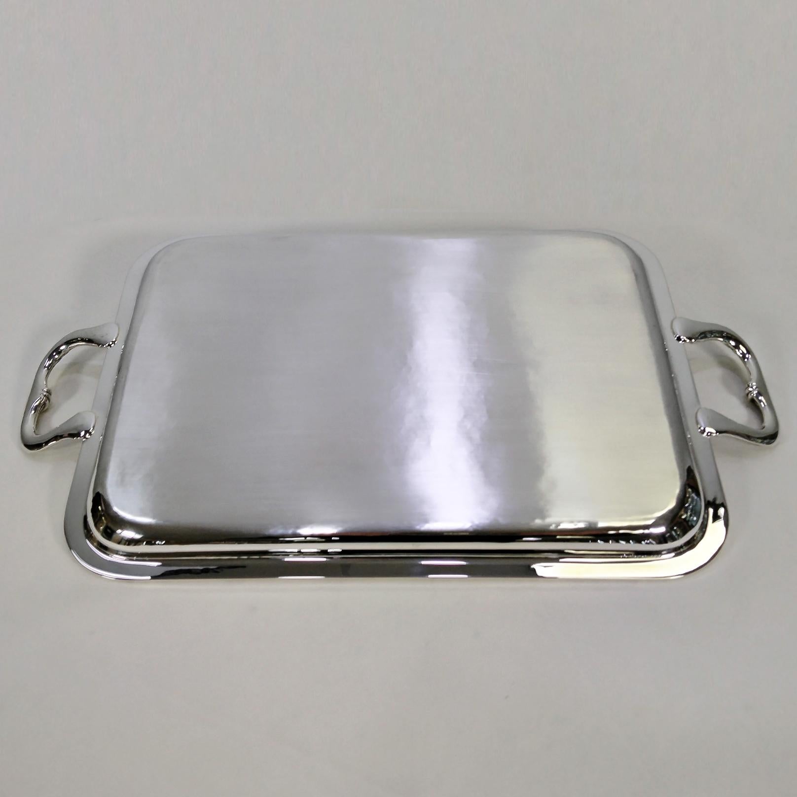 GIANMARIA BUCCELLATI Bandeja italiana de plata de ley con asas estilo Luis XVI en venta 2