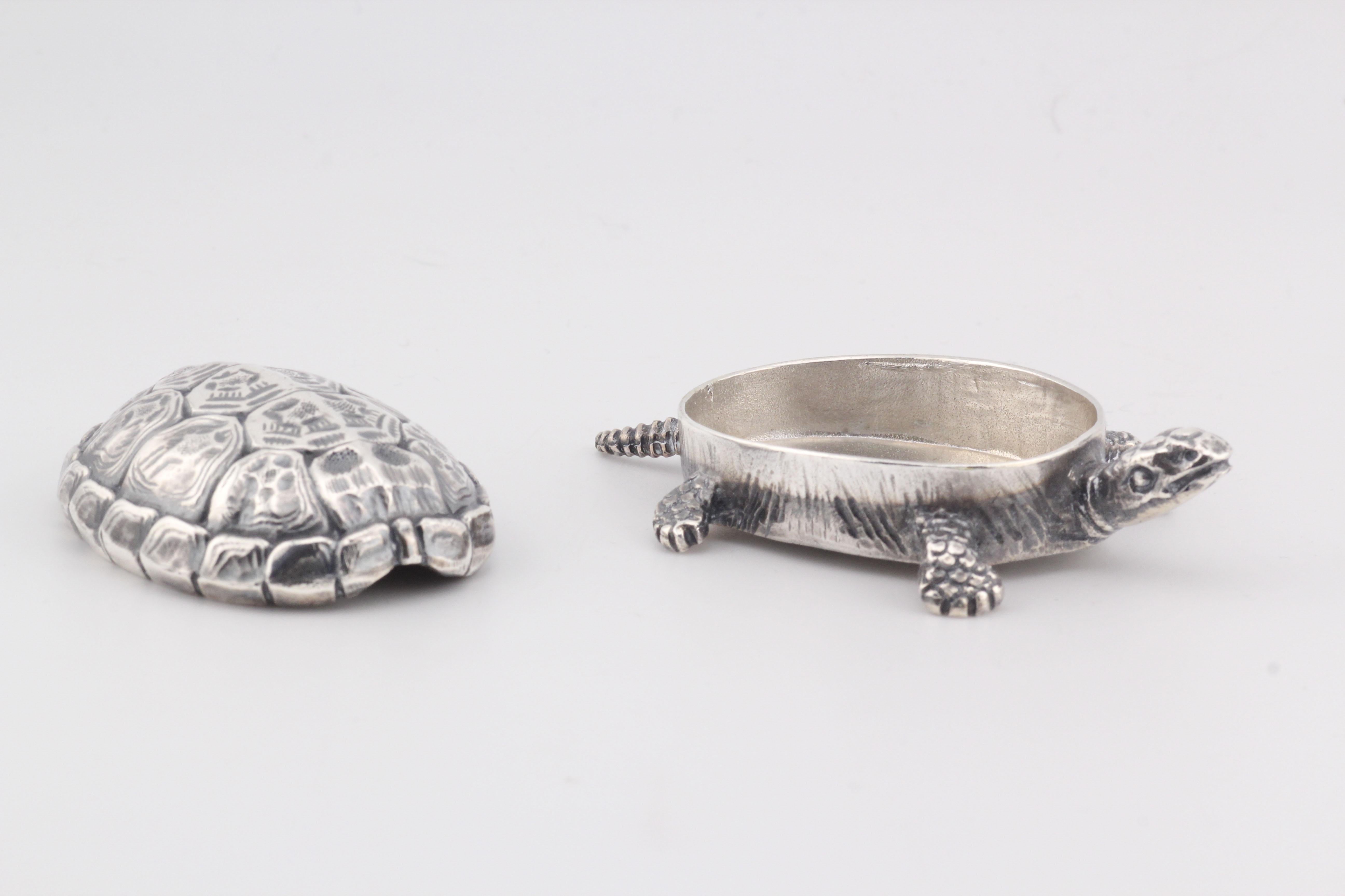 Gianmaria Buccellati Rare Vintage Sterling Silver Turtle Trinket Pill Box For Sale 7