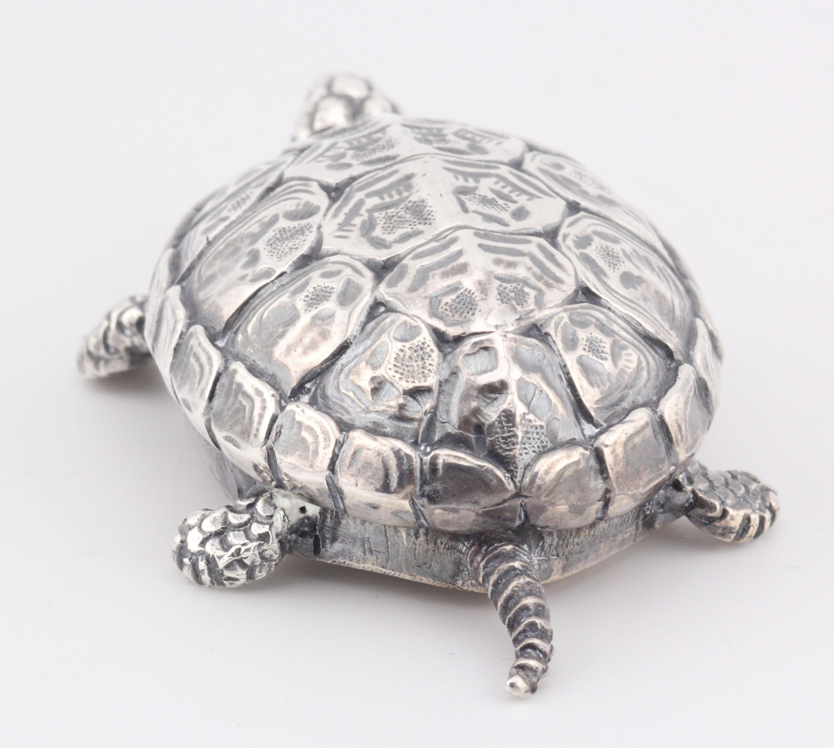 Gianmaria Buccellati Rare Vintage Sterling Silver Turtle Trinket Pill Box For Sale 1