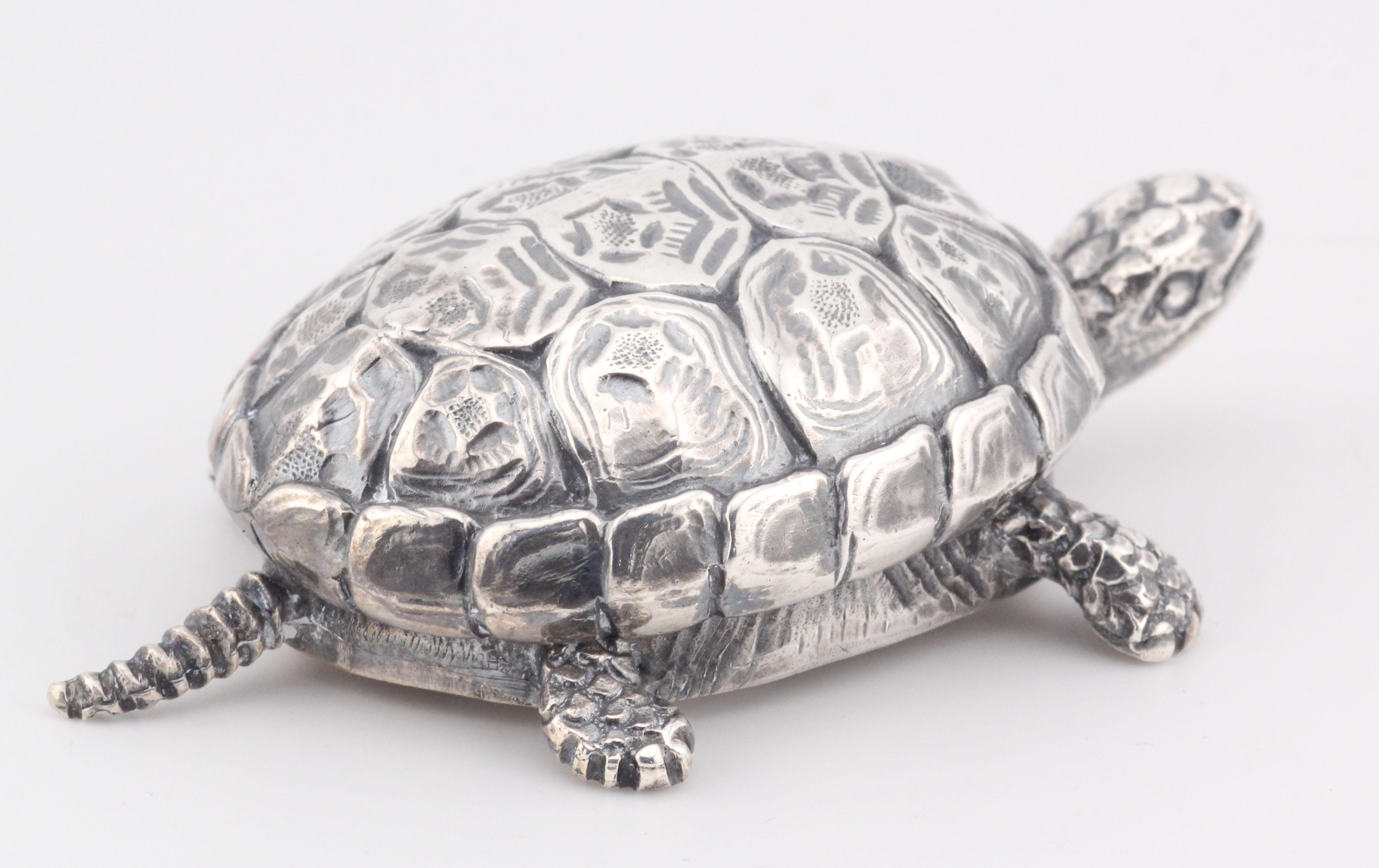 Gianmaria Buccellati Rare Vintage Sterling Silver Turtle Trinket Pill Box For Sale 2