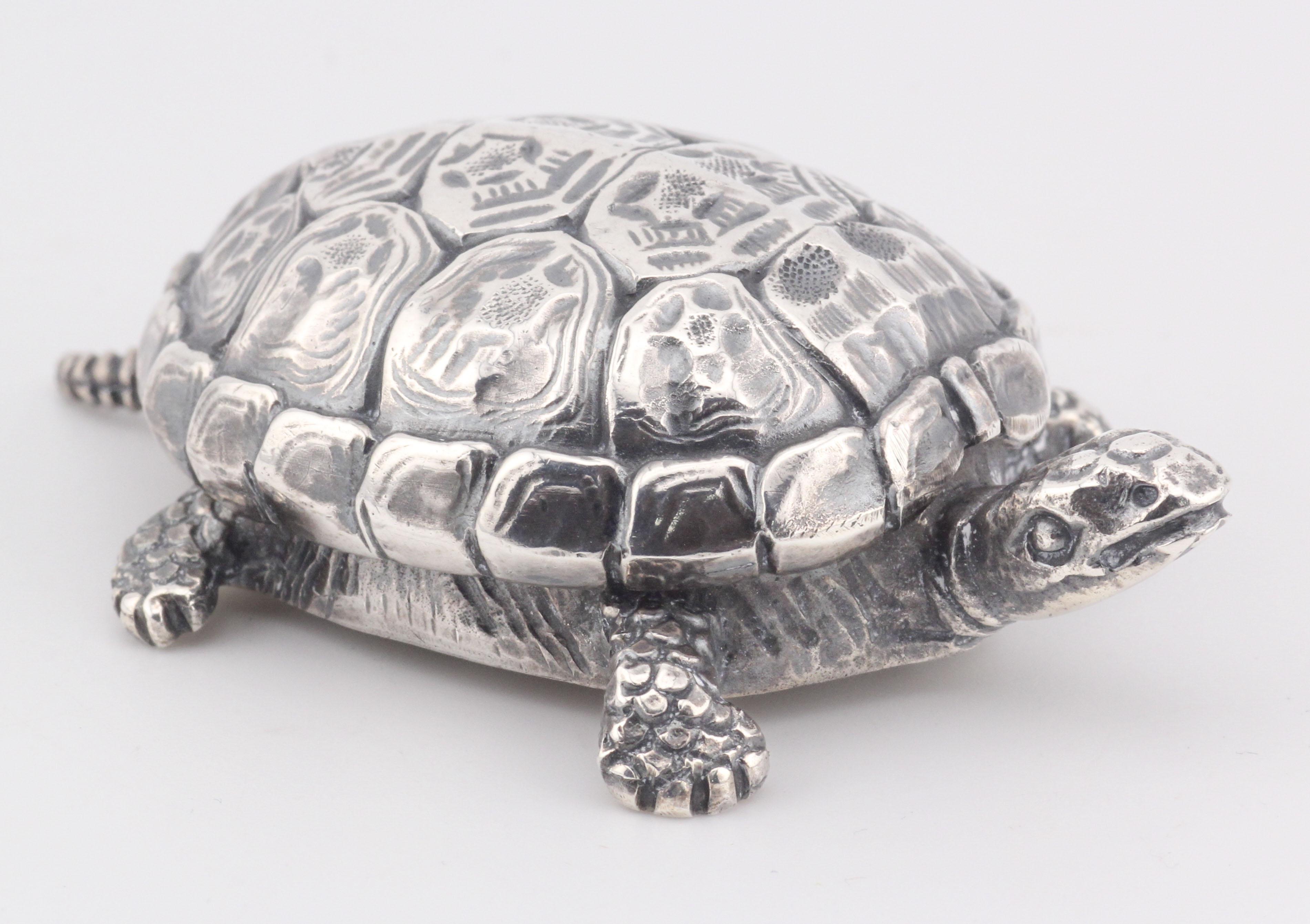 Gianmaria Buccellati Rare Vintage Sterling Silver Turtle Trinket Pill Box For Sale 3