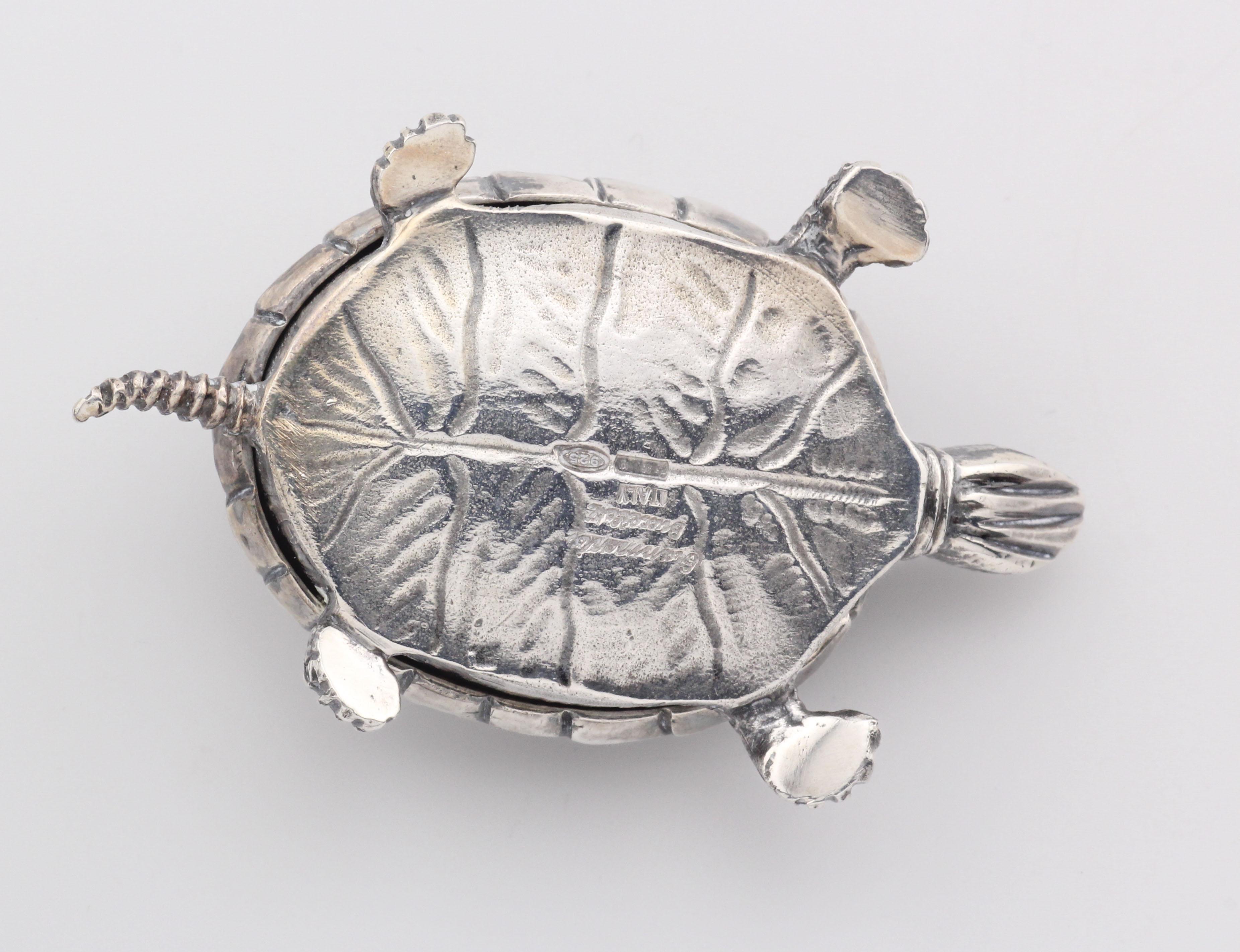 Gianmaria Buccellati Rare Vintage Sterling Silver Turtle Trinket Pill Box For Sale 4