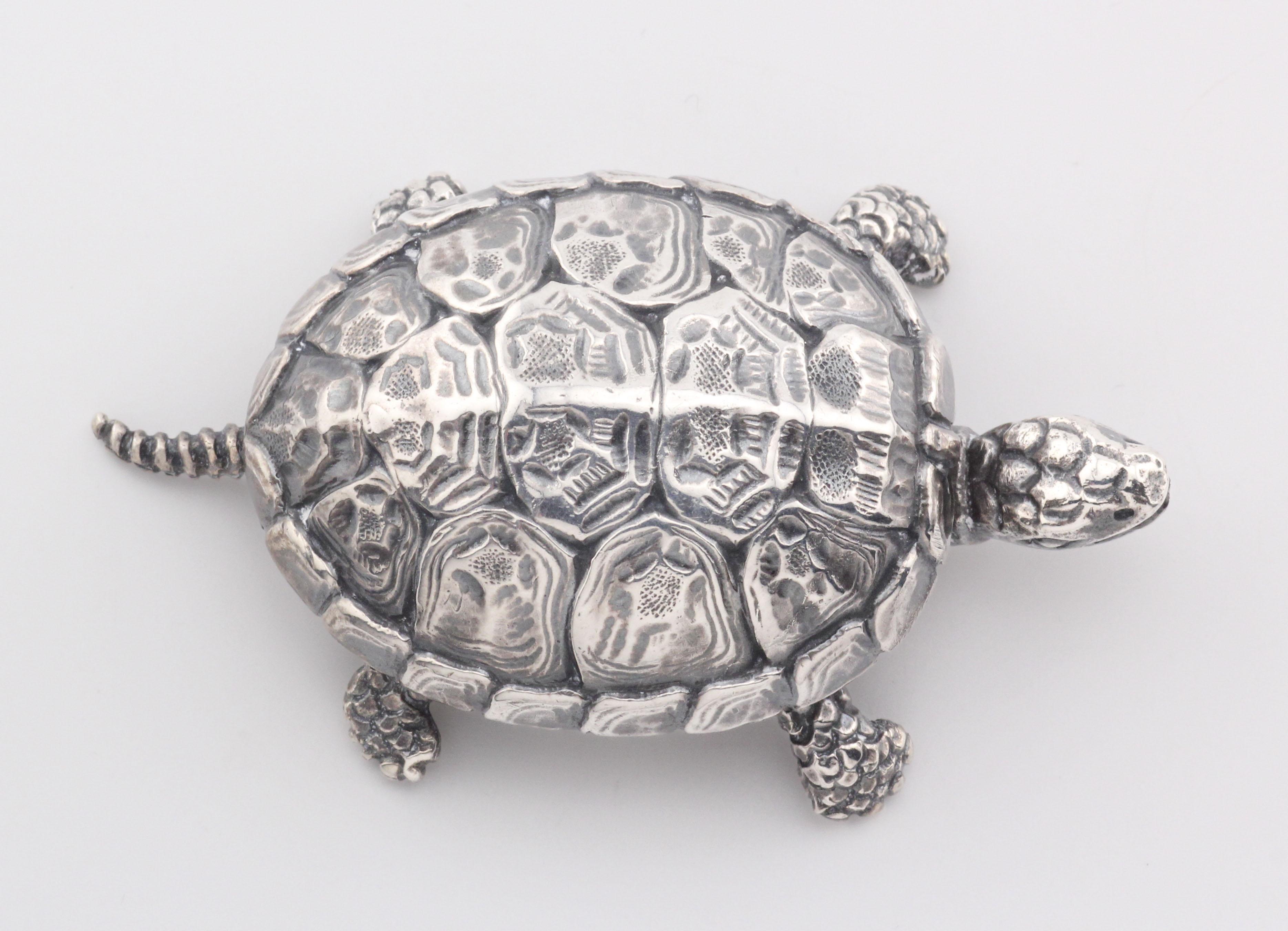 Gianmaria Buccellati Rare Vintage Sterling Silver Turtle Trinket Pill Box For Sale 5