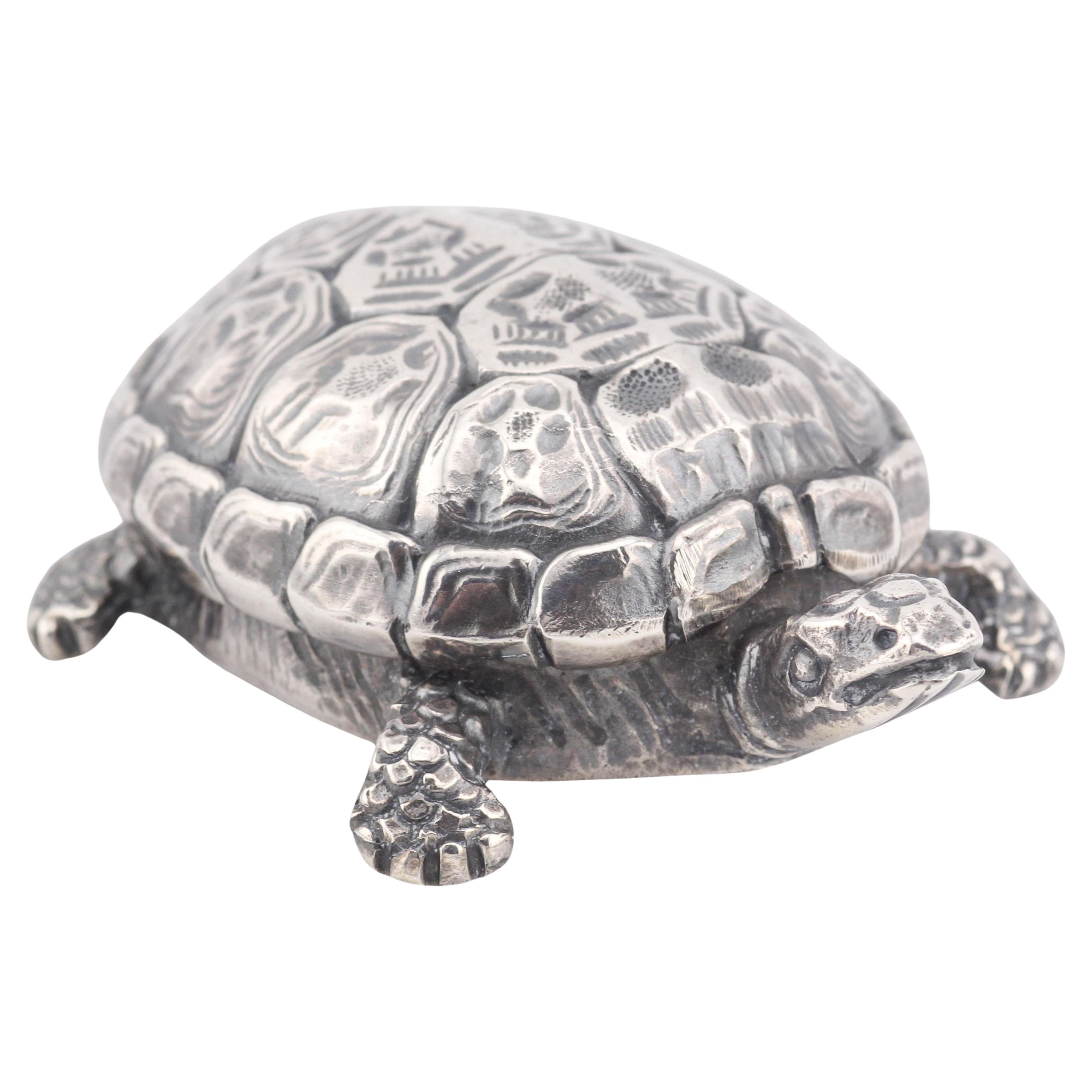 Gianmaria Buccellati Rare Vintage Sterling Silver Turtle Trinket Pill Box