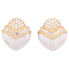 Gianmaria Buccellati Round Square Diamond 18k White and Yellow Gold Earrings