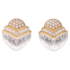 Gianmaria Buccellati Round Square Diamond 18k White and Yellow Gold Earrings