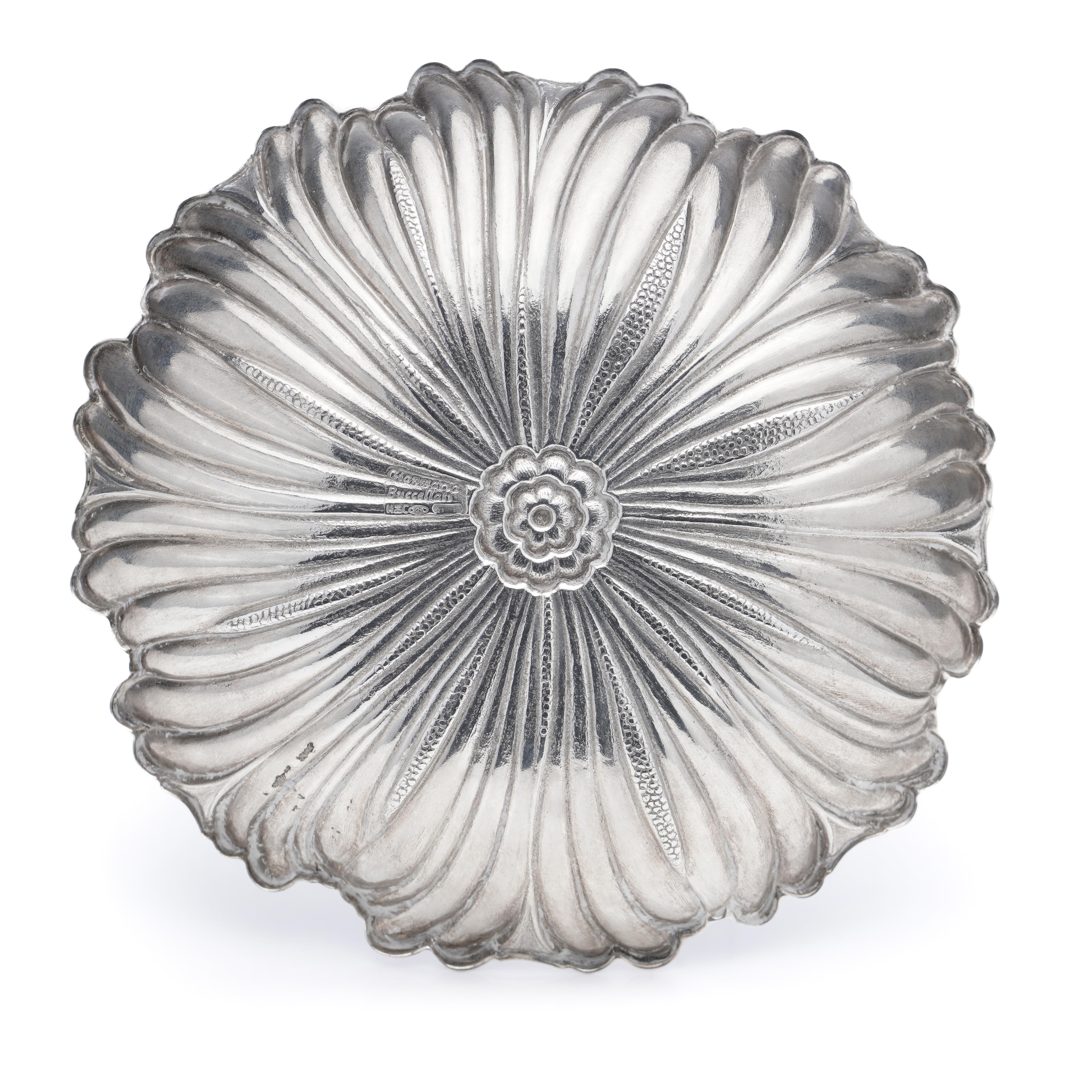 British Gianmaria Buccellati Silver Lotus Flower Dish For Sale