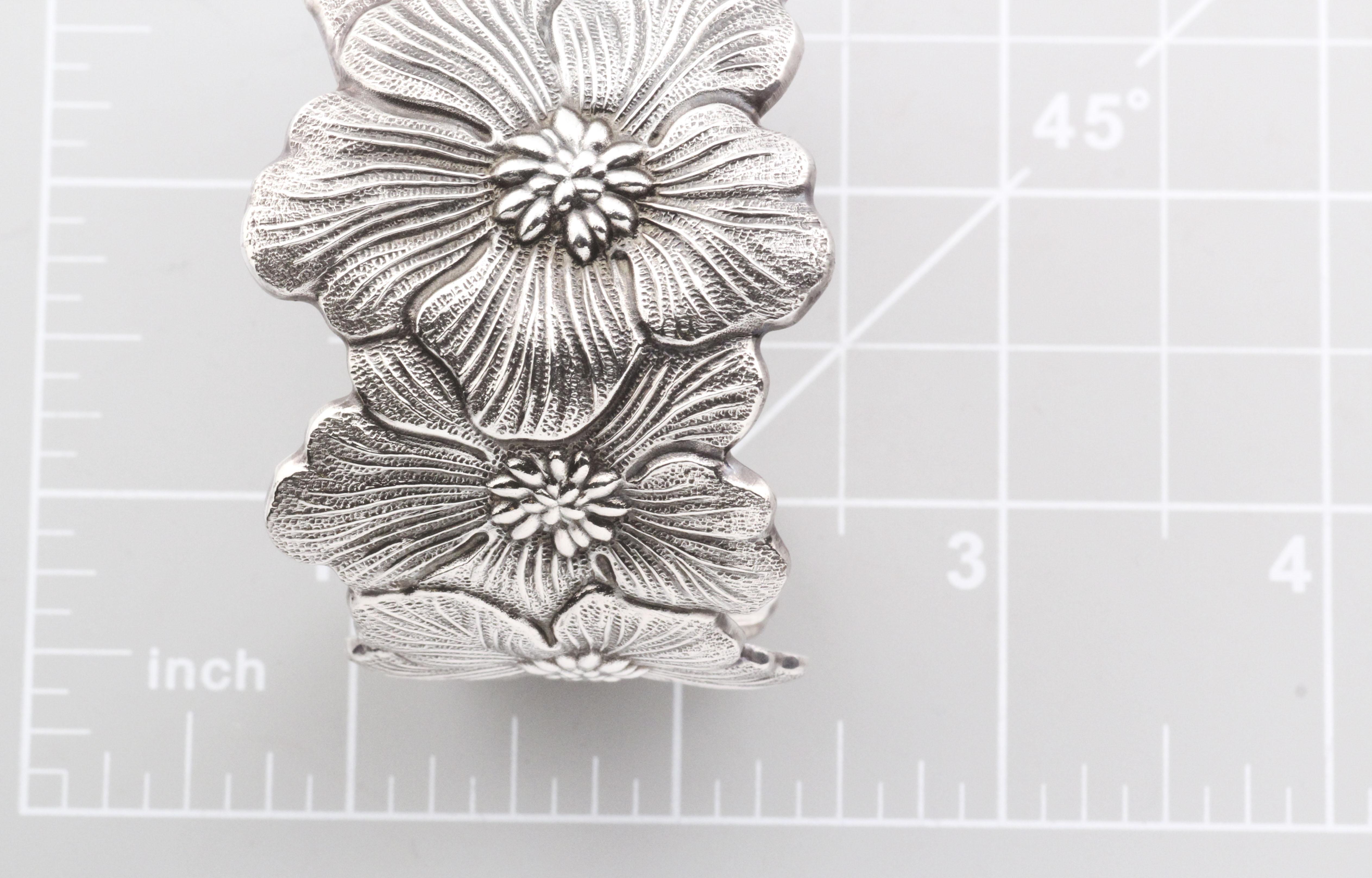 Gianmaria Buccellati Sterling Silver Blossoms Gardenia Flower Cuff Bracelet 6