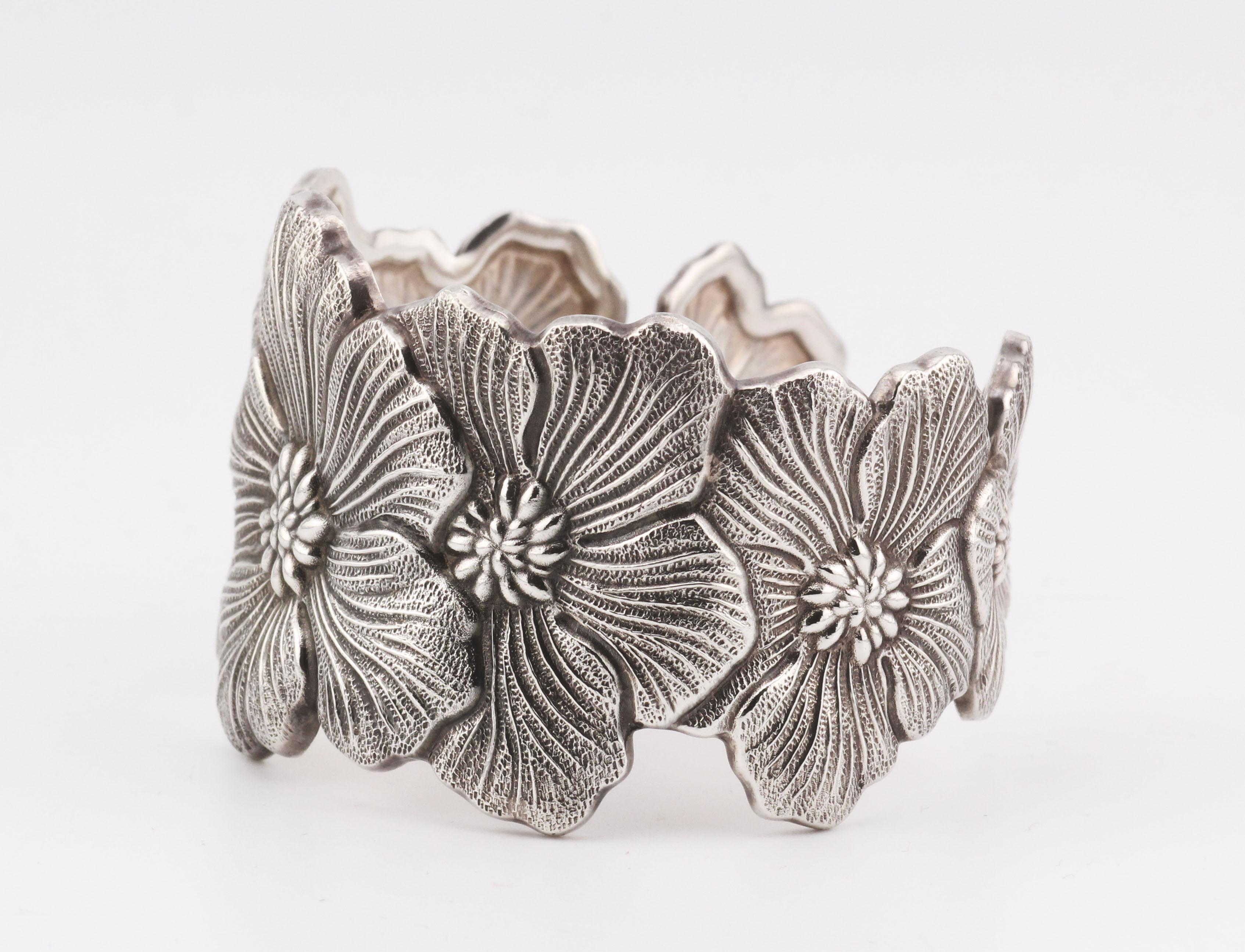 Gianmaria Buccellati Sterling Silver Blossoms Gardenia Flower Cuff Bracelet 1