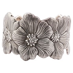 Gianmaria Buccellati Sterling Silver Blossoms Gardenia Flower Cuff Bracelet
