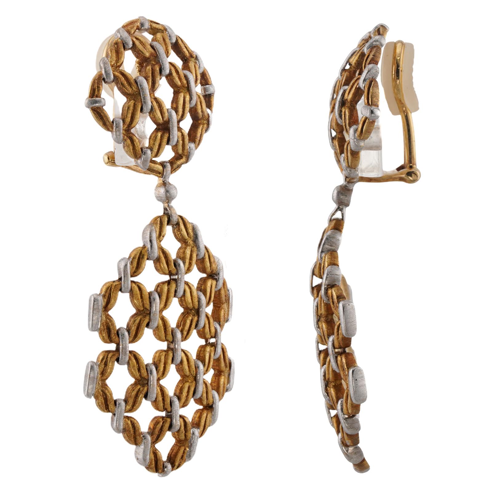 De las mujeres GIANMARIA BUCCELLATI White Yellow Gold Woven Drop Earrings en venta