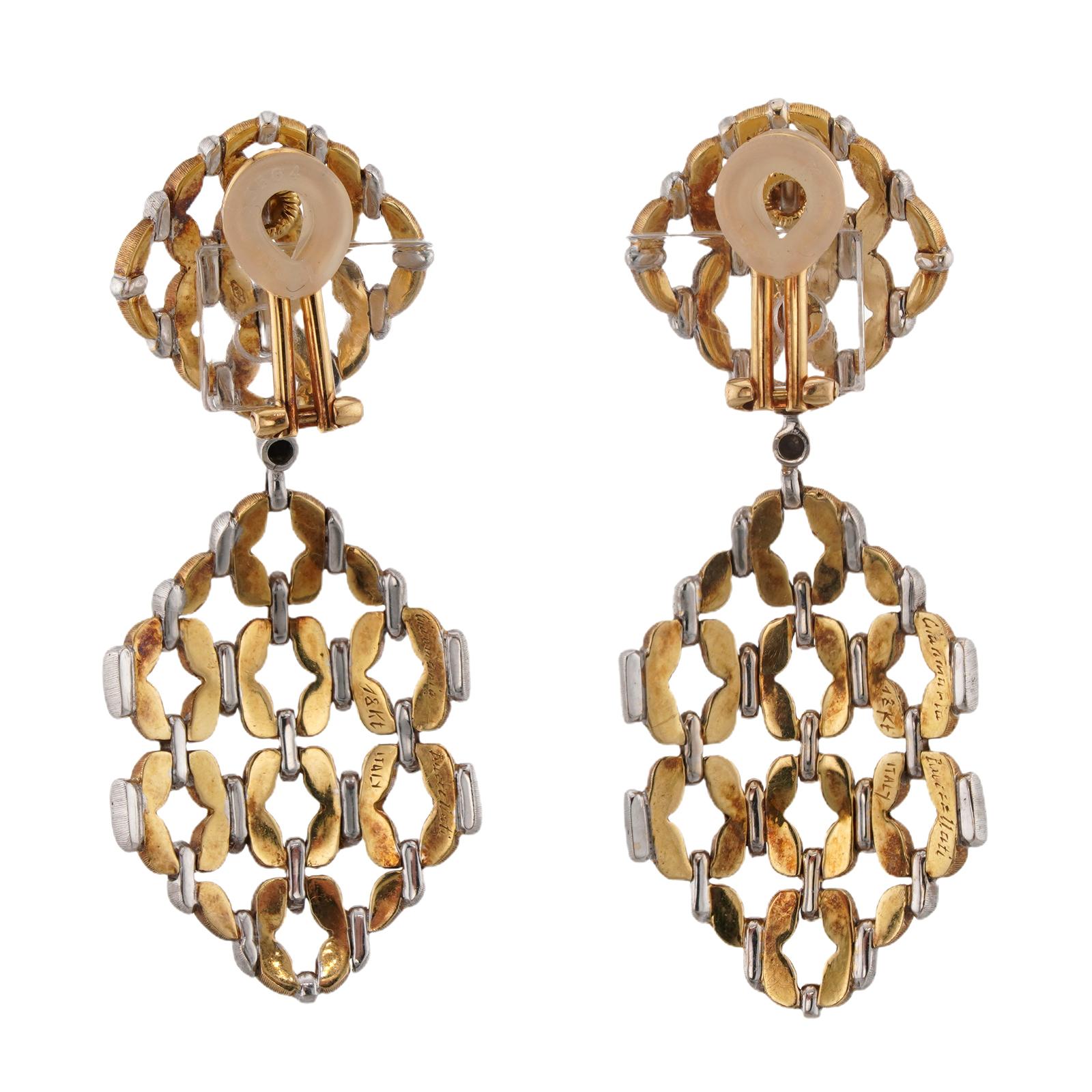 GIANMARIA BUCCELLATI White Yellow Gold Woven Drop Earrings en venta 1