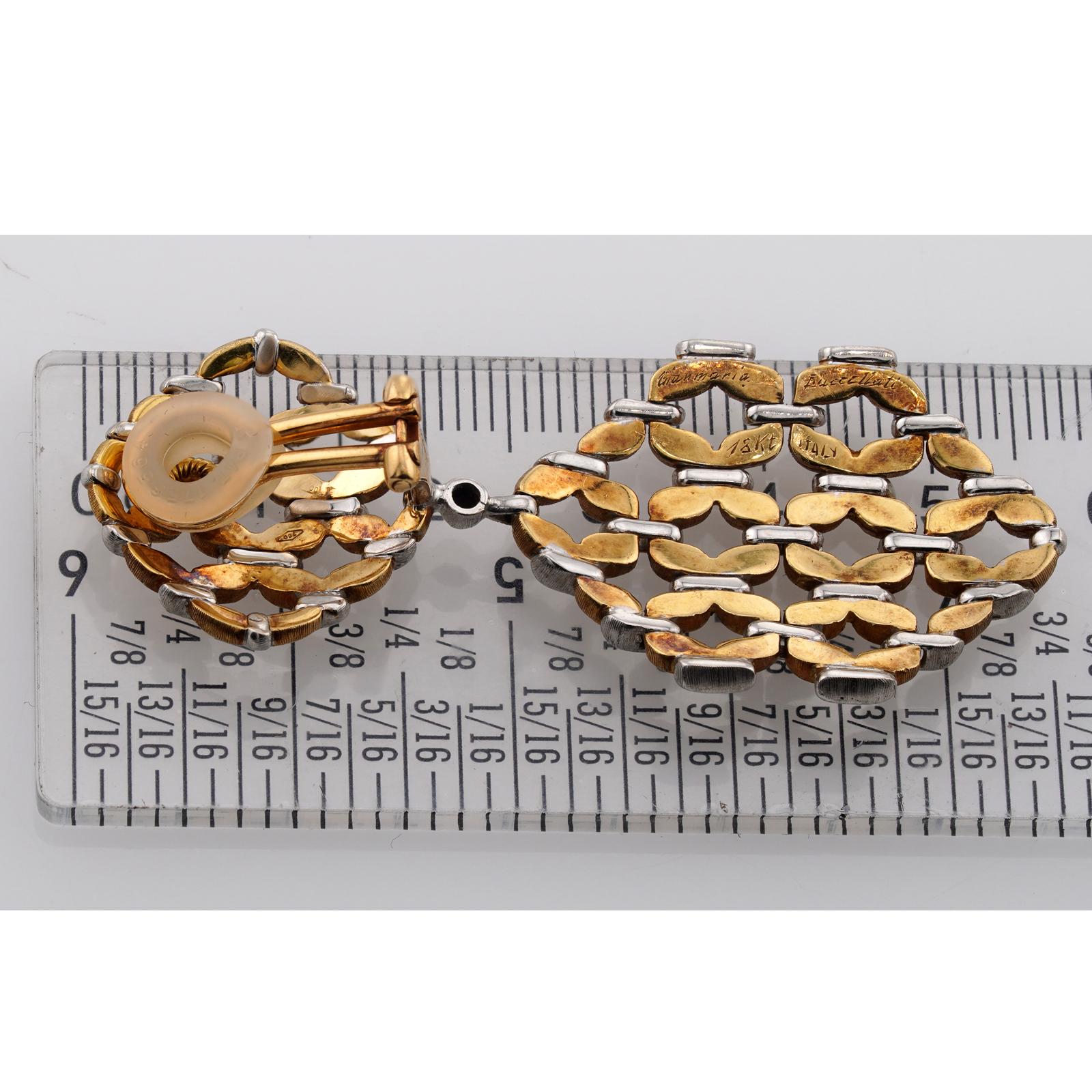 GIANMARIA BUCCELLATI White Yellow Gold Woven Drop Earrings en venta 2