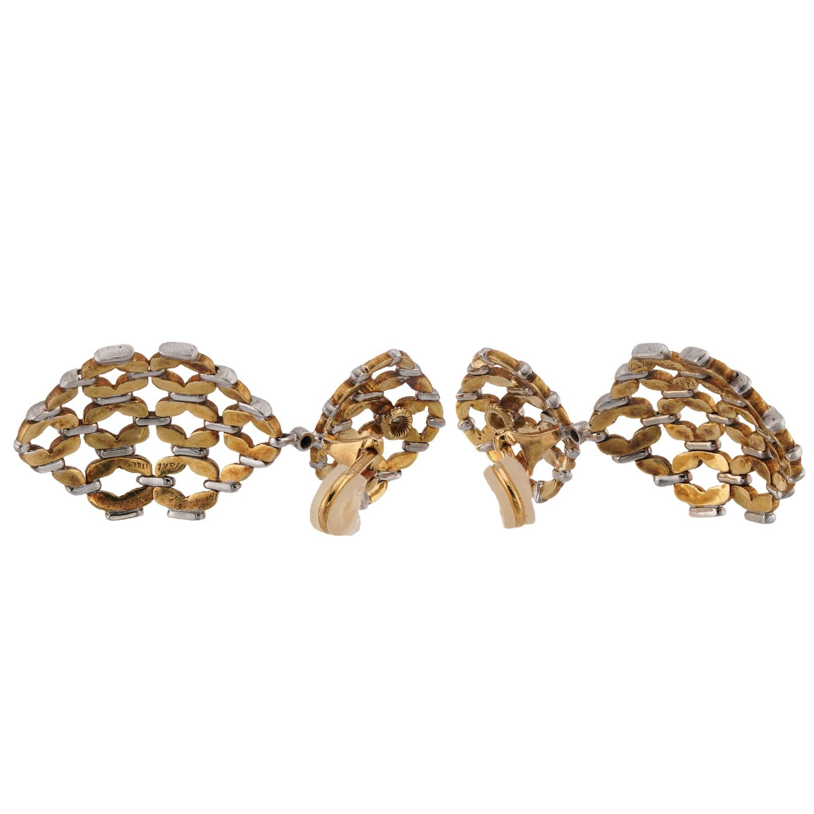GIANMARIA BUCCELLATI White Yellow Gold Woven Drop Earrings en venta 3