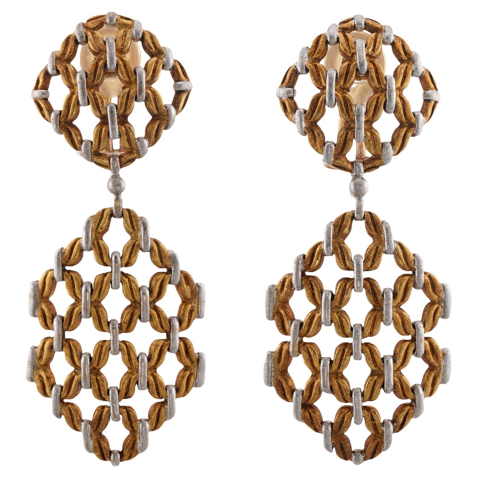 GIANMARIA BUCCELLATI White Yellow Gold Woven Drop Earrings