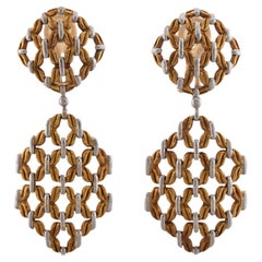 GIANMARIA BUCCELLATI White Yellow Gold Woven Drop Earrings