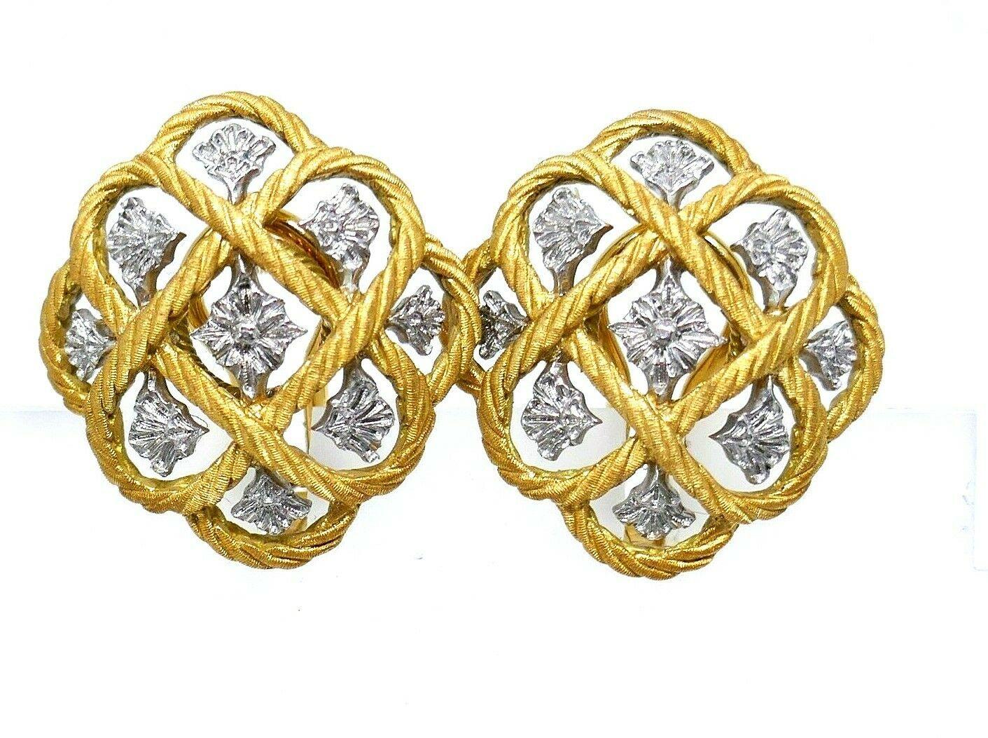 Gianmaria Buccellati Braided Yellow and White Gold Filigree Earrings In Excellent Condition In Beverly Hills, CA