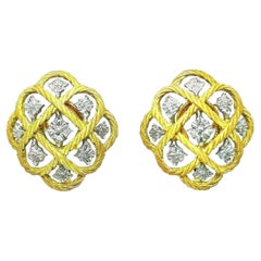 Gianmaria Buccellati Braided Yellow and White Gold Filigree Earrings