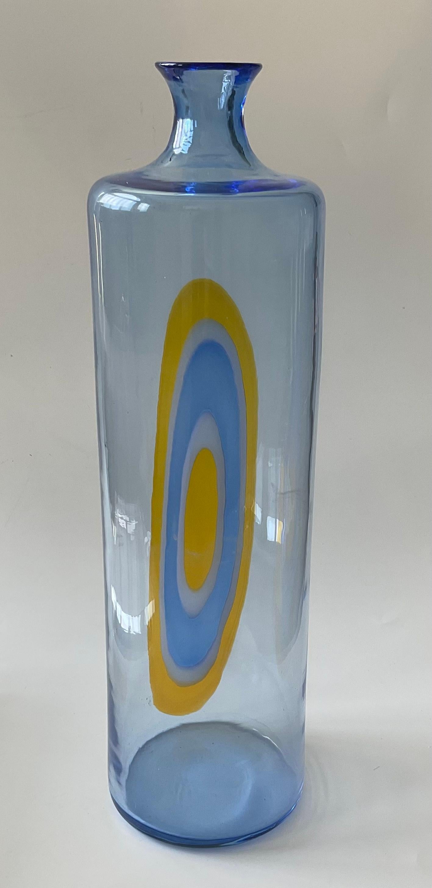 Mid-Century Modern Gianmaria Potenza - Grand vase murrine compliqué en verre de Murano en bleu vif  en vente